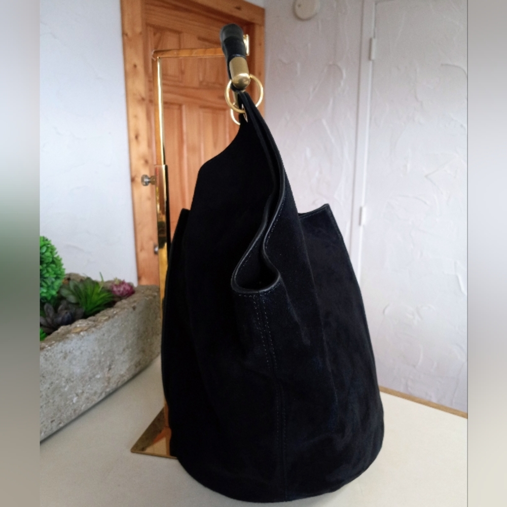 J.McLaughlin Large, Black Suede Sanne Top Handle Tote - Picture 7 of 16